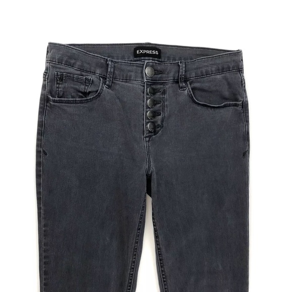 Express Womens Size 8 Regular Skinny Mid Rise Grey Denim Jeans Leggings - Picture 4 of 13